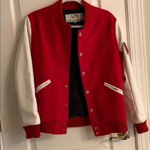 LFA Panda “I Love You” Red & White Varsity Jacket